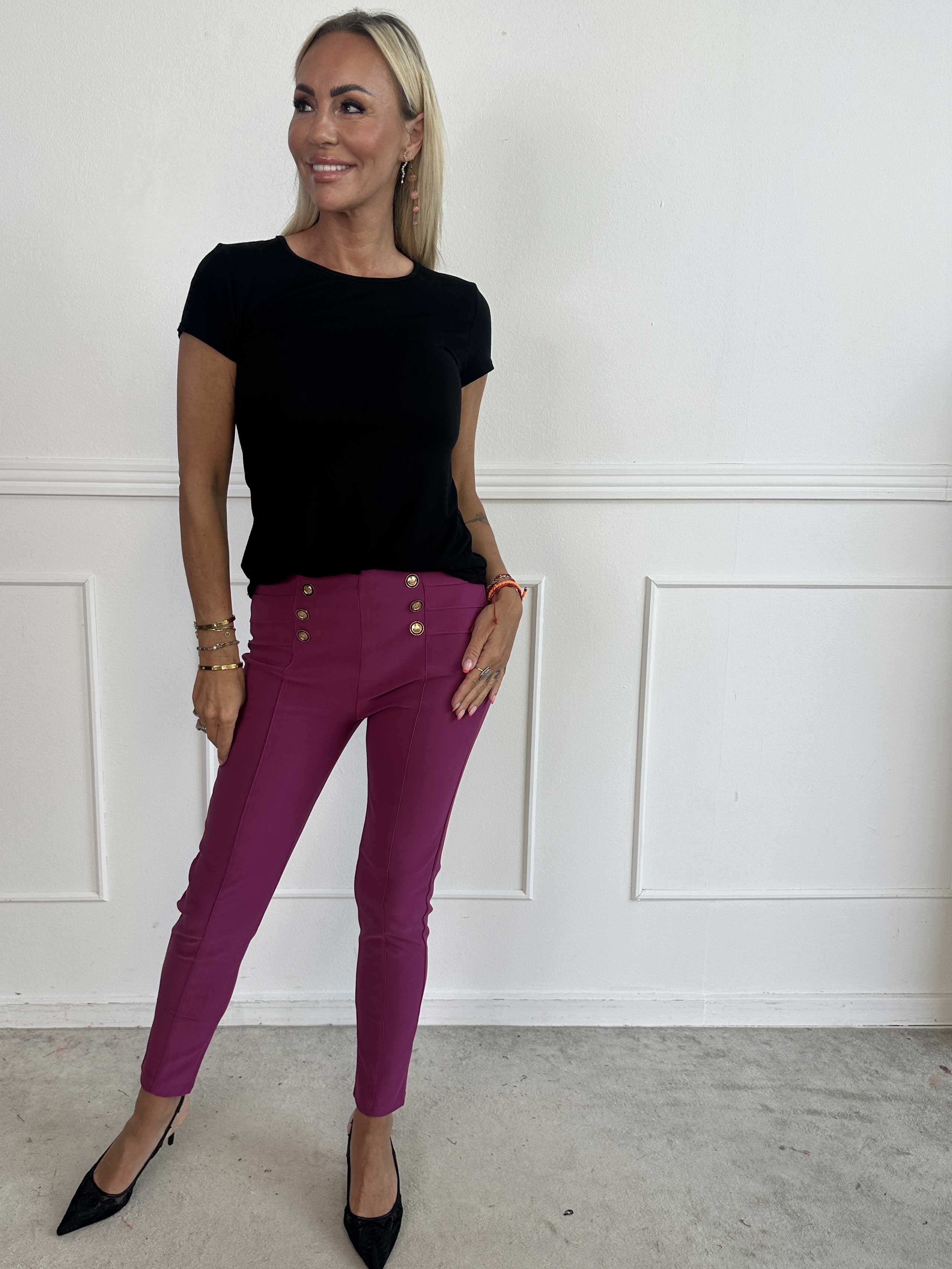 Jolie - Mjuka elastiska leggings med guldknappar